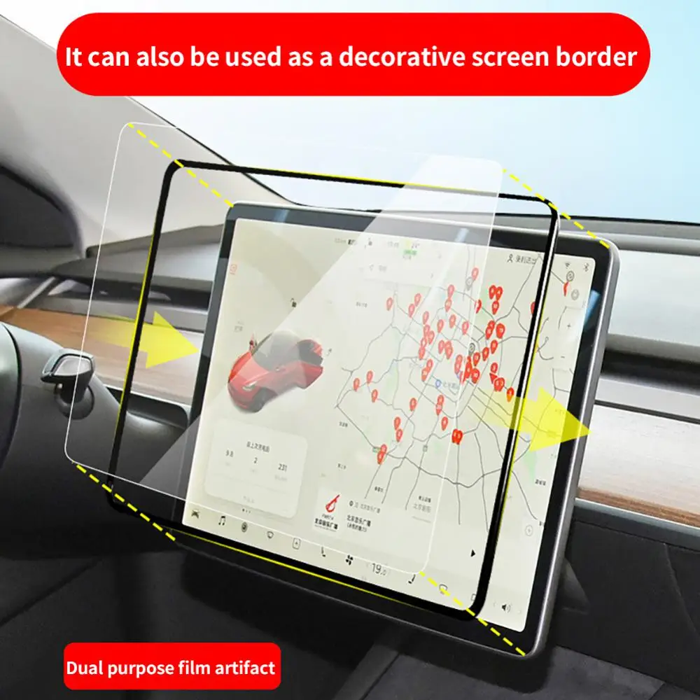 

For Tesla Model 3/model Y Central Control Screen Frame Refit Trim Accessories Universal Navigation Protective Film Carbon Fiber