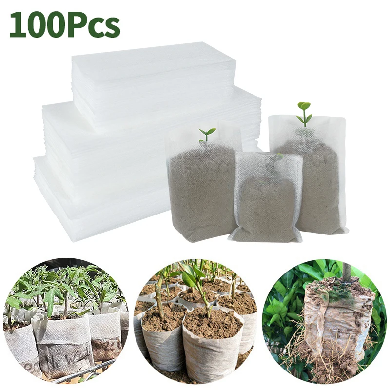 

25-100pcs Nursery Plant Grow Bags Biodegradable Nonwoven Fabric Seeding Bag Planting Pocket Flower Pots Home Garden Decoration