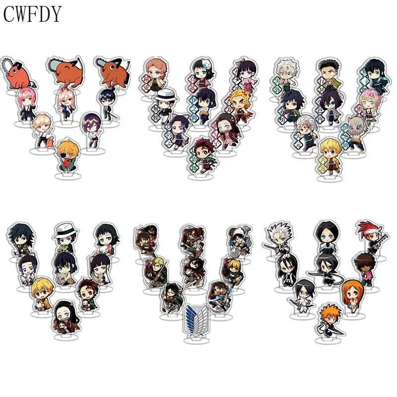 

9pcs/set Anime Demon Slayer Acrylic Stand My Hero Academia Figure Decoration Action Plate Toys Chaveio For Fans Collection Gifts