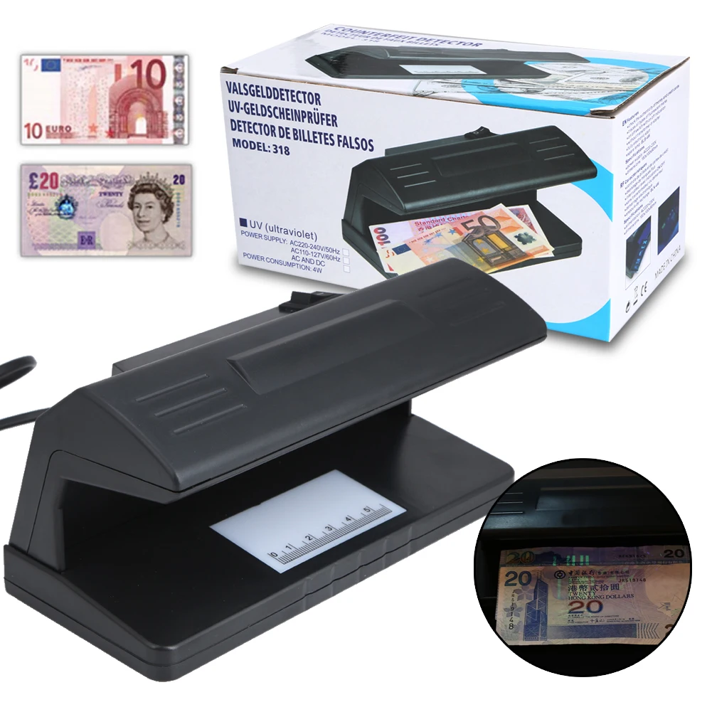 

UV Light Practical Bill Currency Fake Money Detector Checker EU Plug Money Counter Machine Support Ultraviolet UV 183 x 82 x90mm