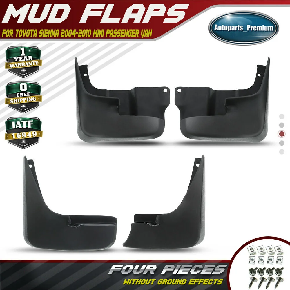 

4x Splash Guards Mud Flaps Rear Front for Toyota Sienna 04-10 w/o Running Boards