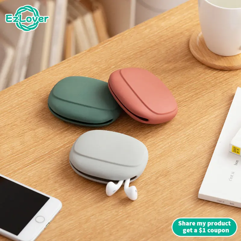 

Portable Data Cable Headphone Storage Box Simple Mobile Phone Data Cable Organizing Bag Silicone Storage Box Cute coin purse