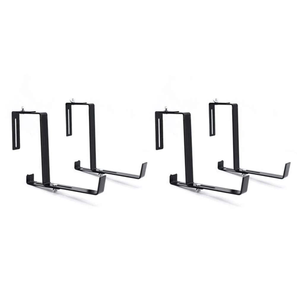 

2 Pair Hook Trough Plant Pot Hanging Hooks Rail Balcony Planter Holder Brackets Iron Hooks Height Adjustable Hook -S
