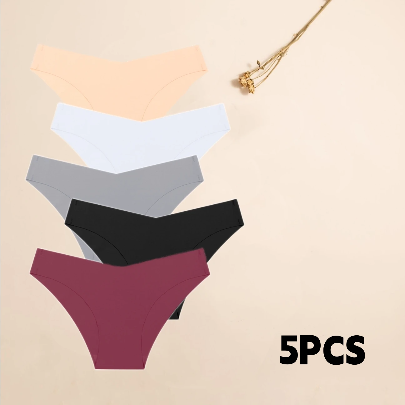 

New Multicolor Matching Simple Low Waist Traceless T-Briefs Invisible Ice Silk One-piece and Women's Briefs