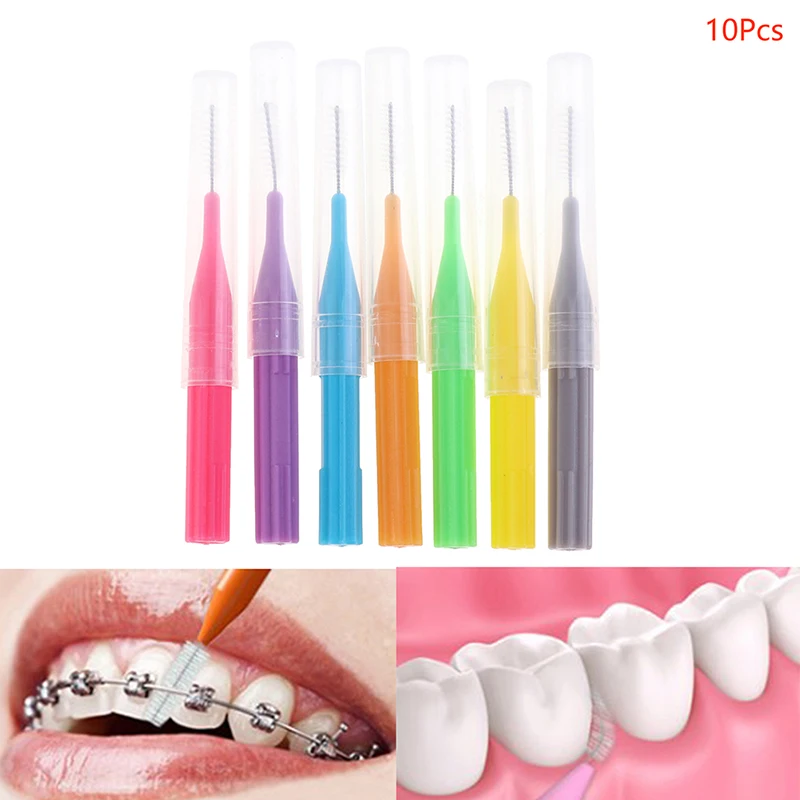 

10 шт., пластиковые межзубные щётки для ухода за здоровьем