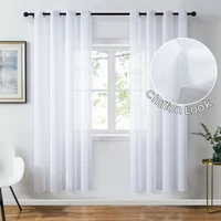 modern white chiffon tulle curtains for living room bedroom solid color window treatment drapes for kitchen sheer curtain panel