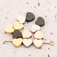 5pcs 8mm hole1 8mm heart beads gold stainless steel black spacer bead for diy jewelry findings bracelet handmade wholesale