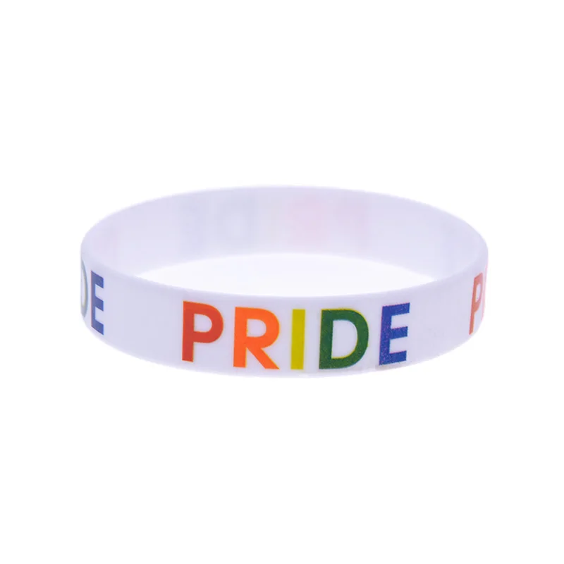 1 шт. силиконовые браслеты Pride шириной 1/2 дюйма браслет с тиснением и принтом