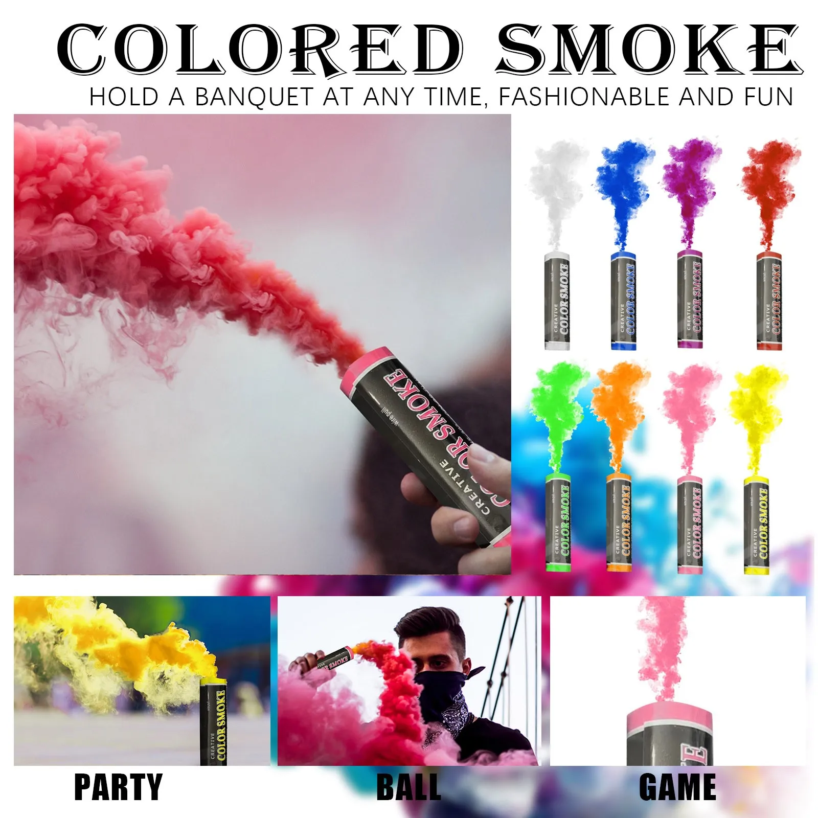 Colorful Effect Smoke Tube Bottle Studio Car Photography Toy Wedding Halloween Spray-supplies Bomb Smoke-stick-props Party Spray