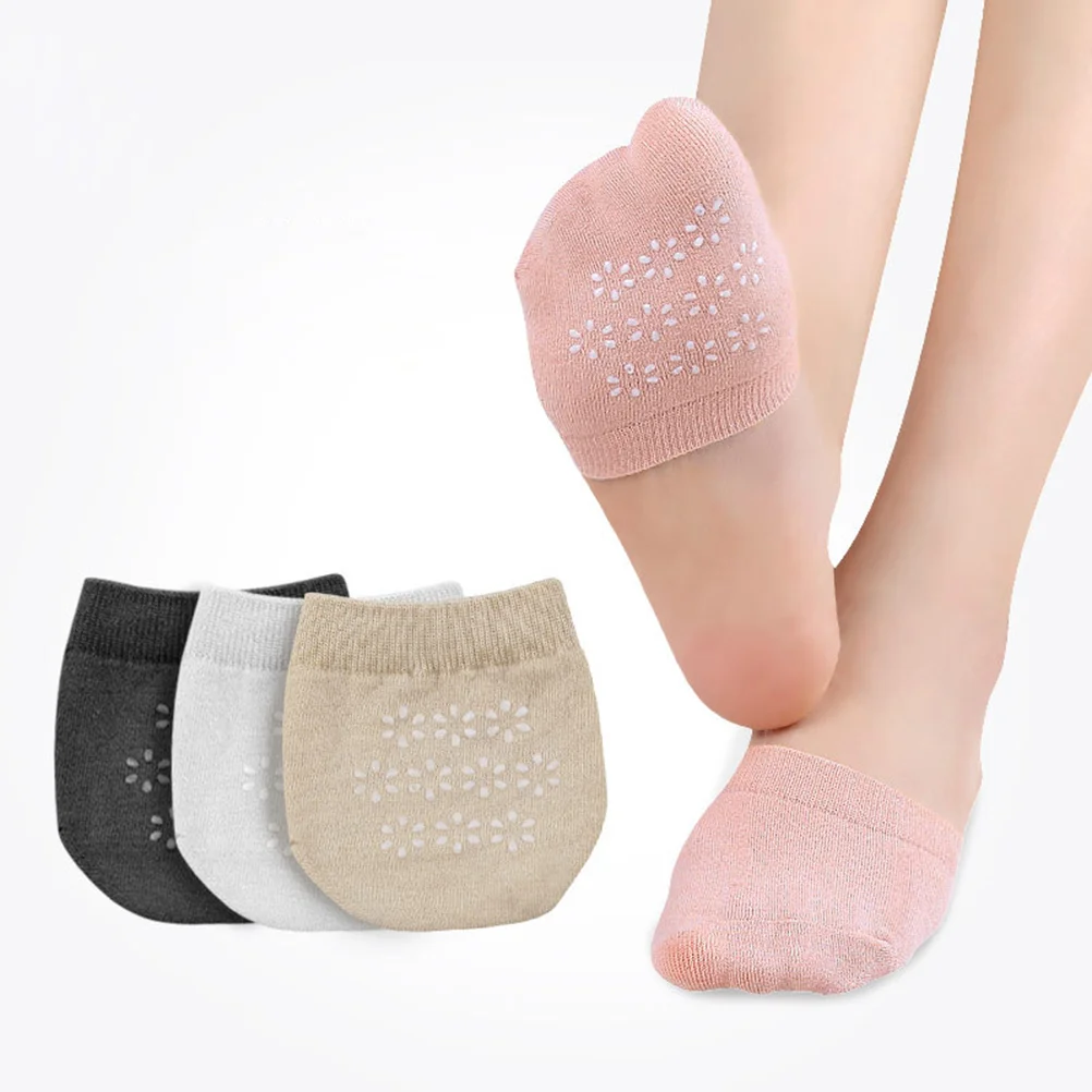 4 Pair Non-Slip Toe Half Sock Non Skid Socks Toe Topper Liner Socks Women Cotton Tops Women Summer Forefoot Socks