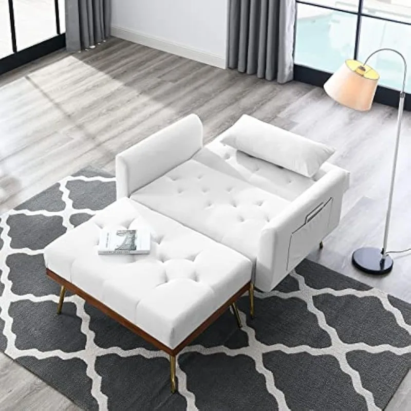 

OPTOUGH Recline Sofa Chair with Ottoman, Two Arm Pocket and Wood Frame for Dorms Apartments Studios Office, Beige