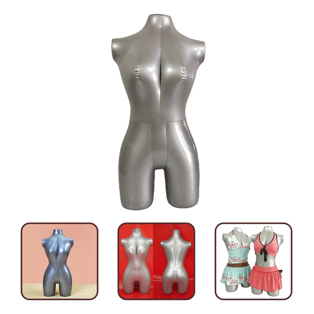 Inflatable Mannequin Bust Mannequins Model Rack Apparel 86x83cm Clothes Display Silver Pvc Dress Miss