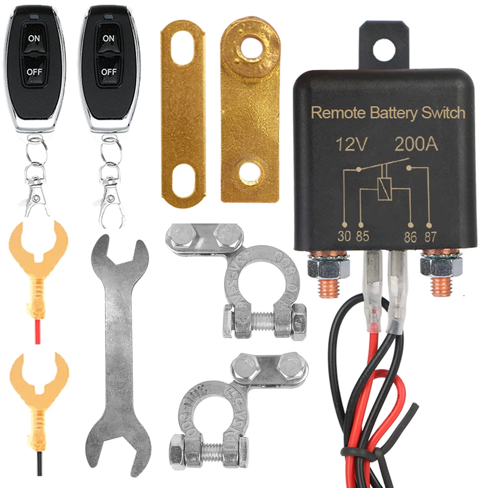 

12V 200A Universal Car Battery Switch Disconnect Wireless Remote Control Switch 433MHz Cut Off Isolator Switches Car Relay