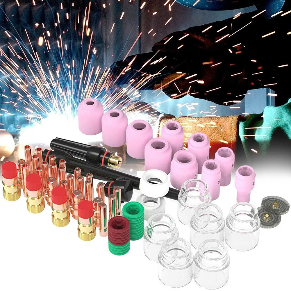 

71Pcs TIG Welding Torch Stubby Gas Lens For WP17 WP18 WP26 TIG Pyrex Glass Cup Spares Kit Durable Practical Accessories