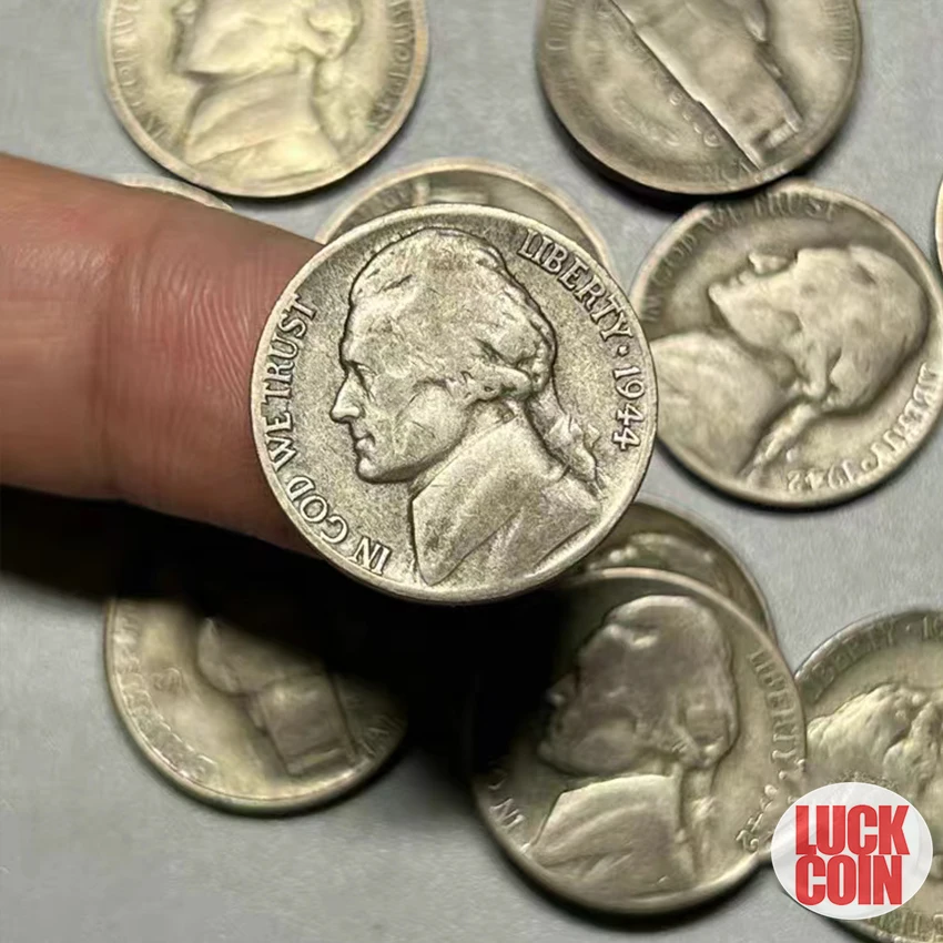 Монета Джефферсона Томаса из серебра, никель, 5 точек, 194x мировая война, США, 1 шт., оригинал