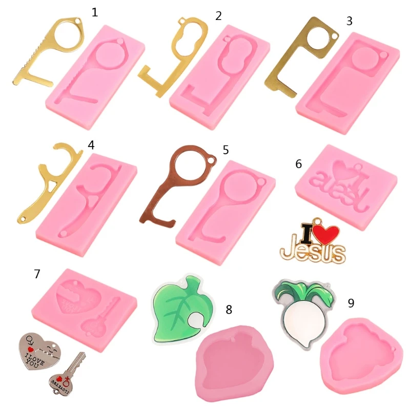 

Open Door Helper Keychain Mold Zero for Touch Elevator Button Drawer Door Handle Assistant Safety Contactless Keychain Molds