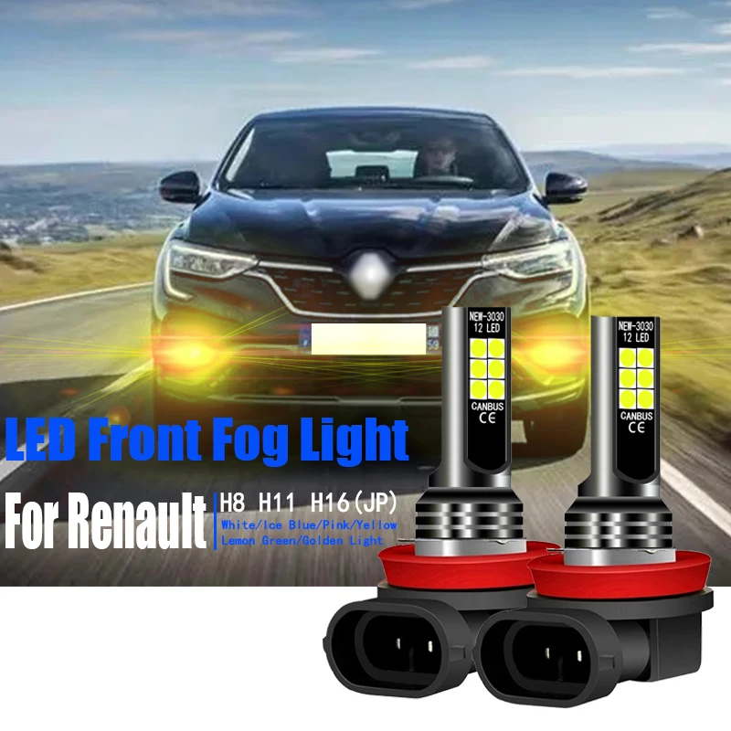 2шт Передние противотуманные фары LED лампы H8 H11 H16 для Renault Grand Scenic Clio 2 3 4 Fluence Espace Duster Dokker Captur Arkana Alaskan on.