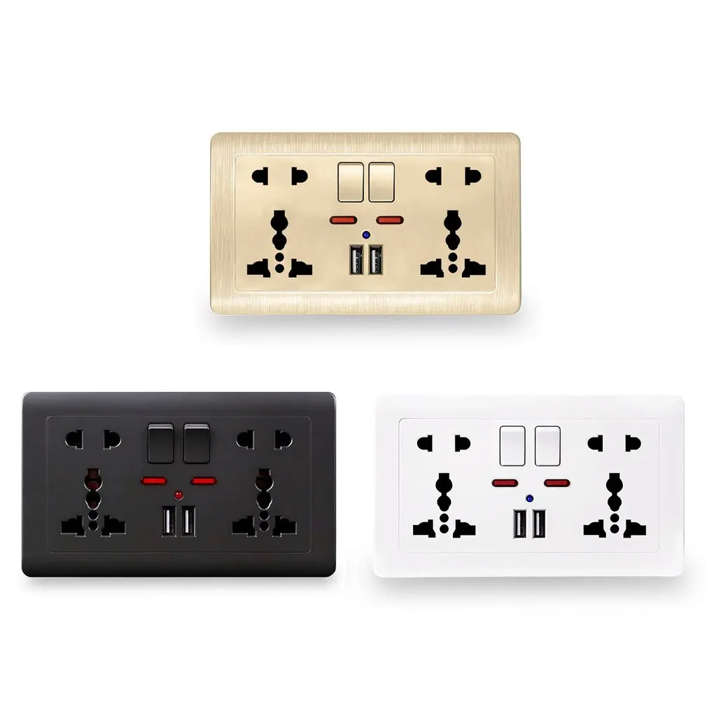 146 Model Wall Power Socket Universal 5 Hole Dual USB Charger Port LED Indicator UK Standard USB Switched Outlet images - 6