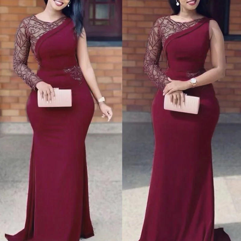 

Женское вечернее платье с кружевным рукавом, 2021