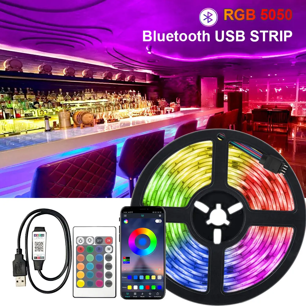 

Rgb 5050 Usb Led Strip 30M Bluetooth Control 5V White Led Light Led Wall Room Flexible Ribbon Tv Desktop Screen Backlight Tape