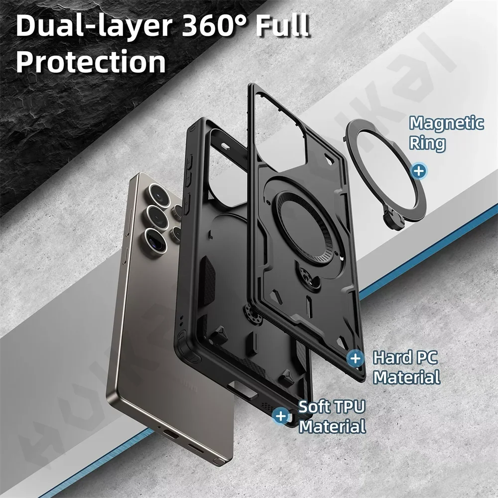Чехол для Samsung Galaxy S25 S24 S23 Ultra Plus FE A16 A15 A55 4G 5G с вращающейся магнитной прочной