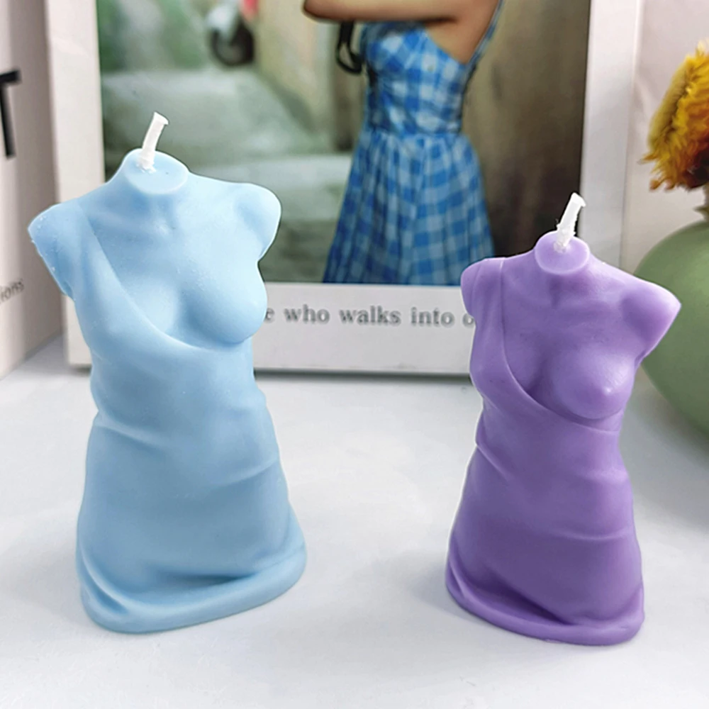 

3D Pajamas Woman Candle Mold DIY Handmade Soap Gypsum Clay Resin Crafts Making Silicone Mould Home Decoration Ornaments 2022 New