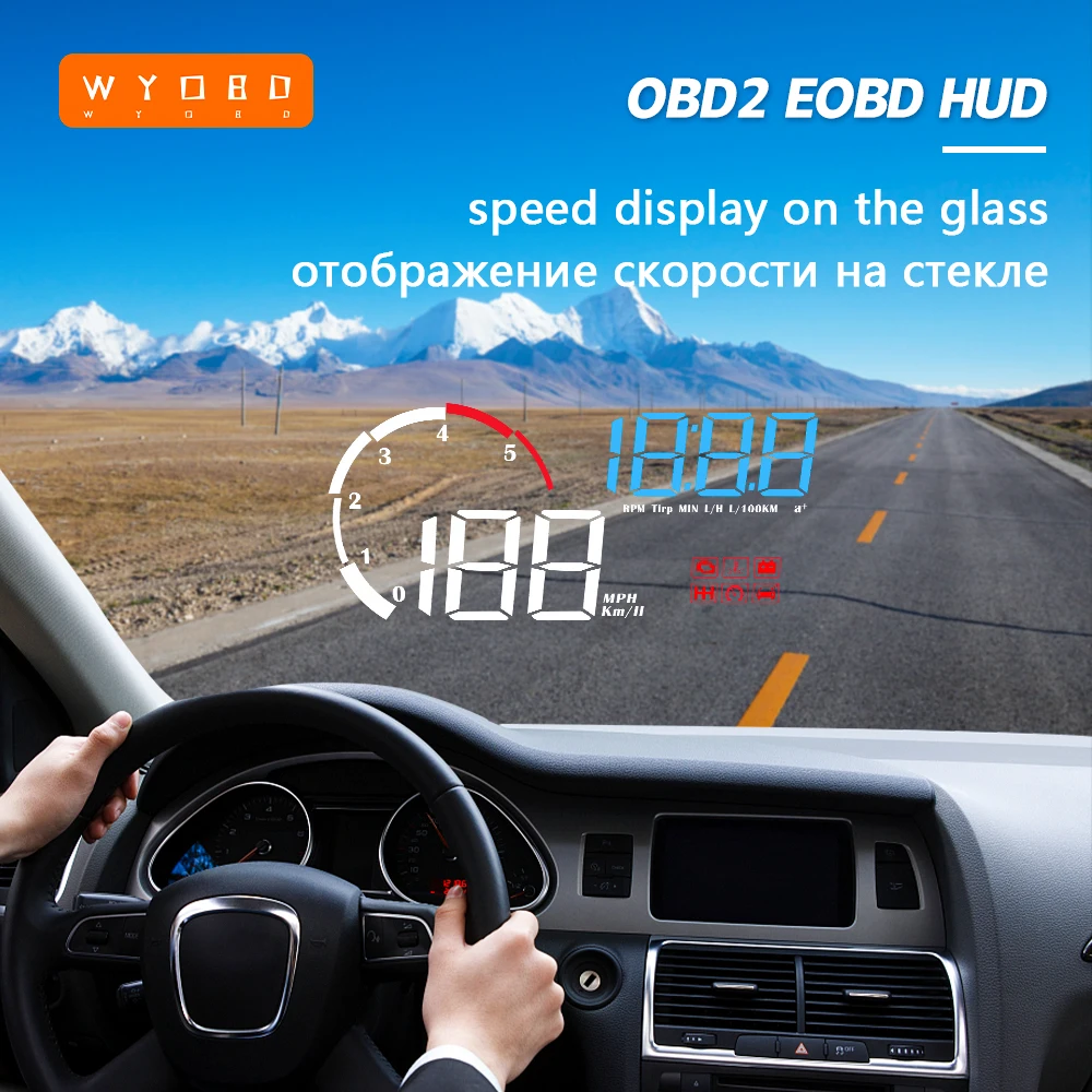 

WYOBD M10 OBD2 Car HUD Onboard Computer Km/H MPH Auto Head Up Dislay Speedometer Windshield Projection on Car Glass