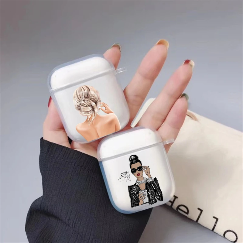 

Princess Female Boss Coffee Vogue Girl Mom Baby Earphant Case for Apple Airpods 1 2 Protective Case Cute Character AirPods Cover