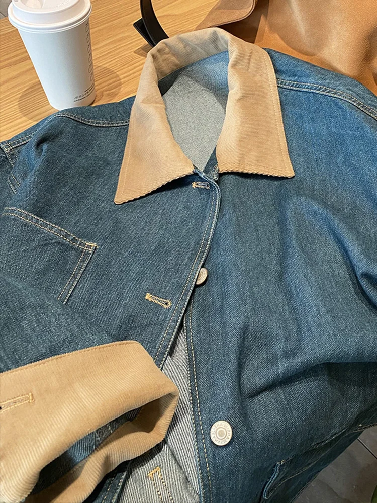 Куртка женская джинсовая в стиле ретро шикарный Повседневный Свободный Топ