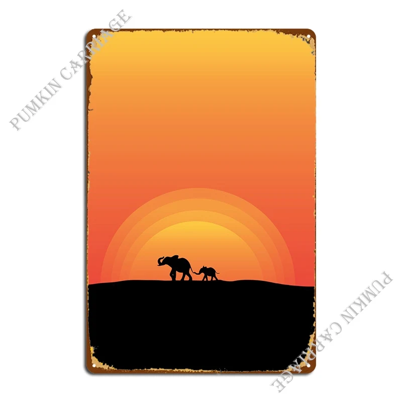 

Металлический плакат в виде слона и короля, настенный плакат в виде пещеры, проектирование элементов, жестяной плакат