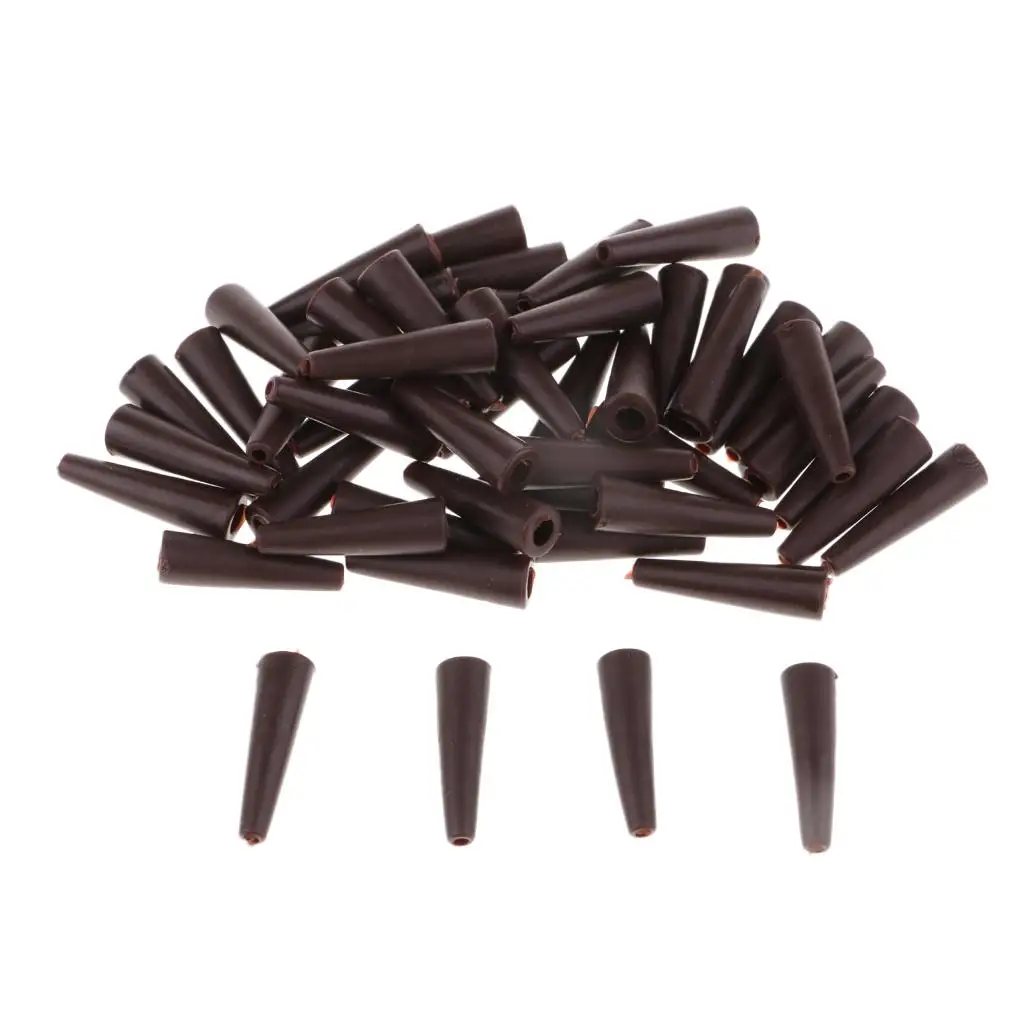 

50pcs Tail Rubber Tubes. Brown Cones Fit Saftey Clip Carp Rig Rig