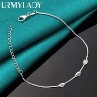 urmylady 925 sterling silver three rhombus beads chain bracelet for women wedding engagement celebration charm fashion jewelry