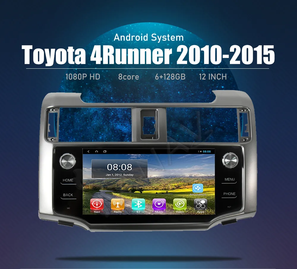 Для Toyota 4runner 2009-2017 Android 10 128 ГБ Автомобильный GPS-навигатор мультимедийный плеер