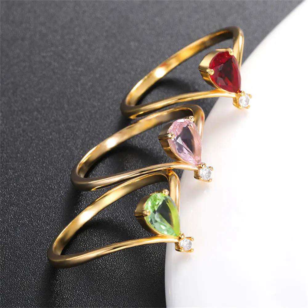 Love Birthstone Ring Women's Female Purple Green Pink Blue Crystal Fire Opal Multicolor Stone Rainbow Zircon Thin Wedding Rings |
