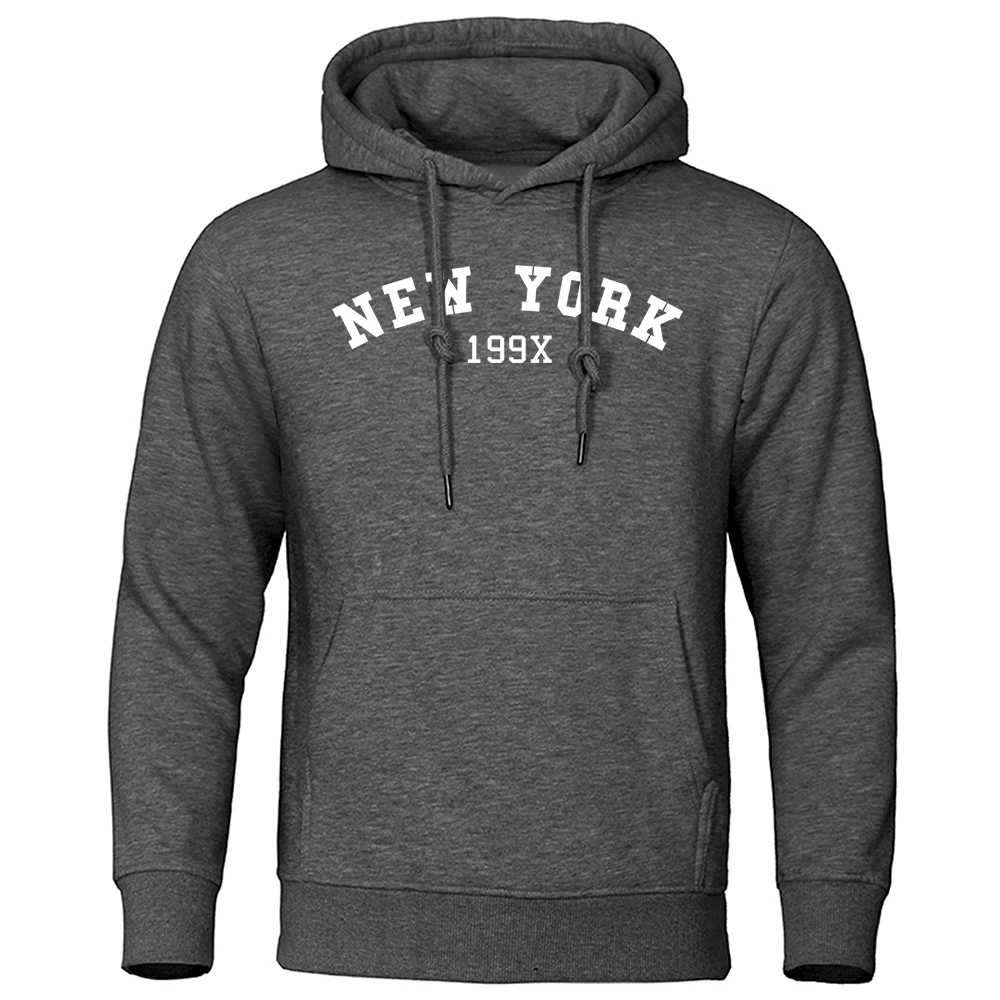 

New York 199X Personality Letter Hoodies Mens Hip Hop Street Hoody Crewneck Casual Clothing Oversized Fleece Loose Sweatshirt