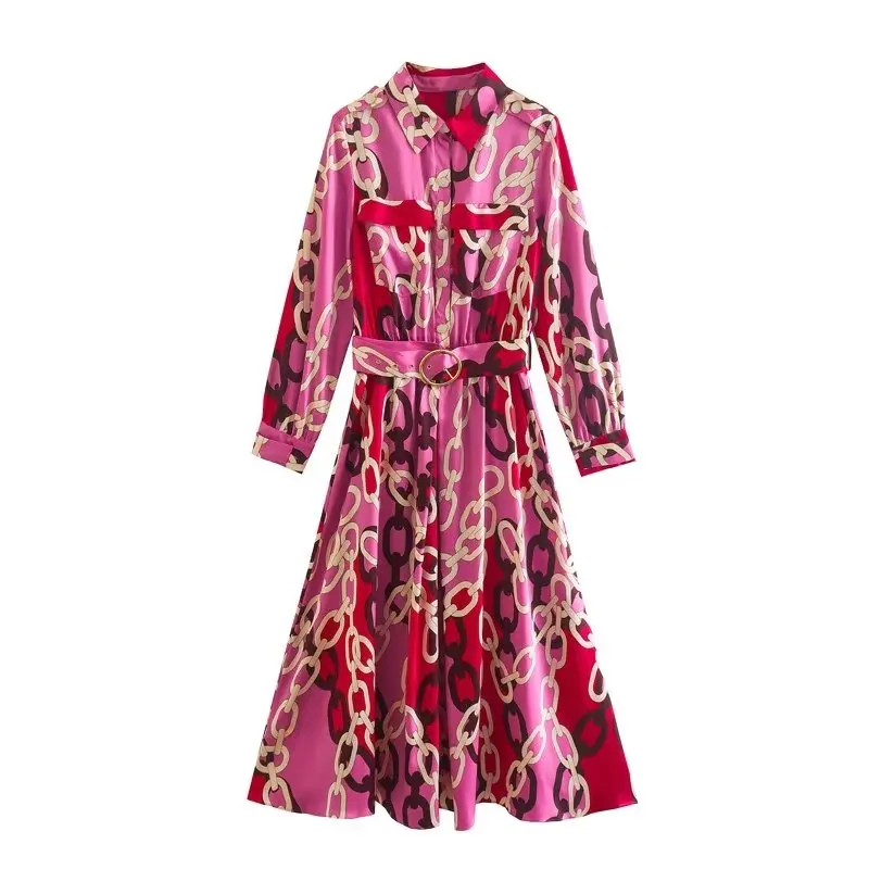 

Fashion Elegant New Dress 2022 New Autumn Chic Printed Belt Elegant Ladies Dress Fashion Party Vacation Street Youth Dress Women