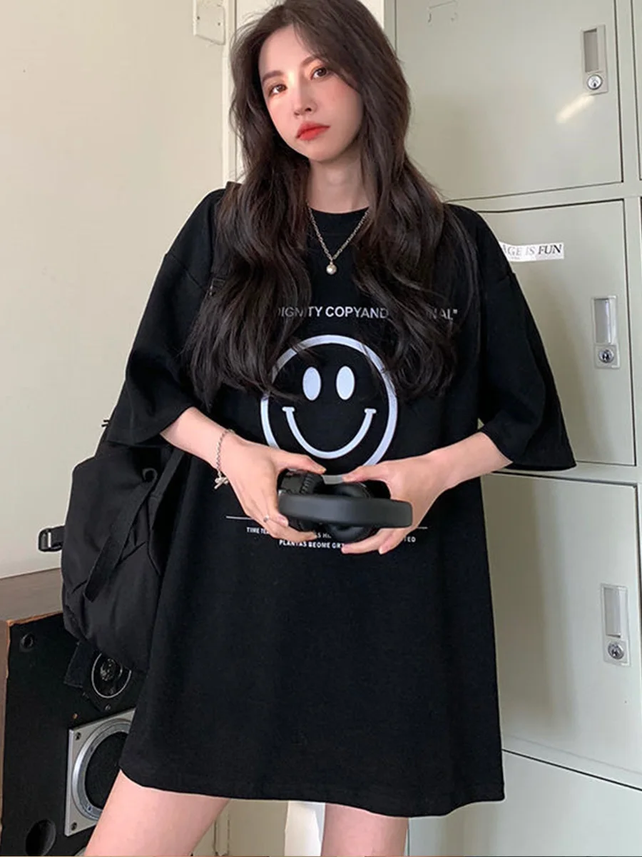 Футболка женская в стиле Харадзюку крутая серая уличная одежда с забавным