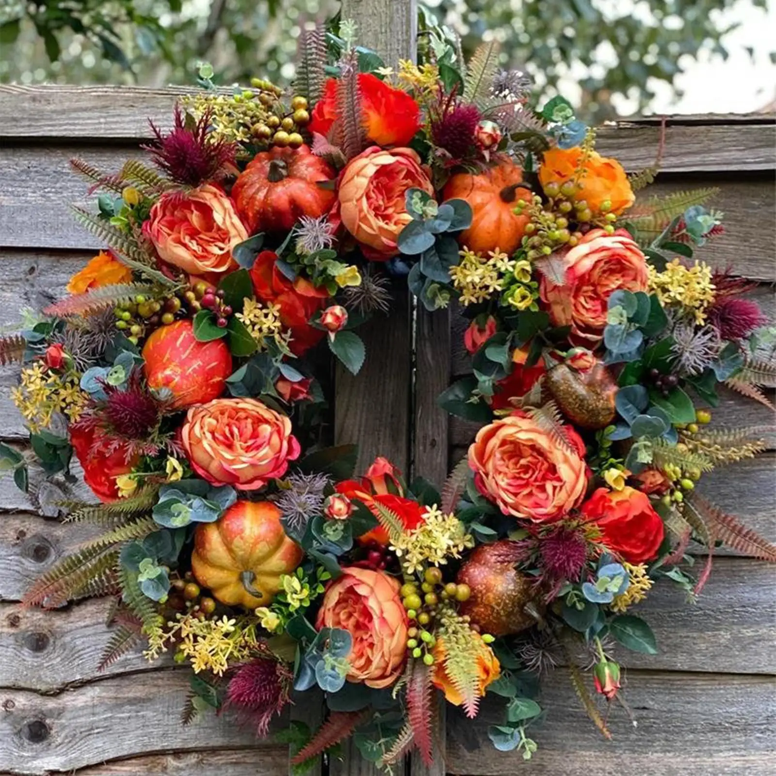 

Fall Peony And Pumpkin Year Round Wreath For Front Door Home Farmhouse Decor Festival Celebration Thanksgiving Wreath Decor M5d4