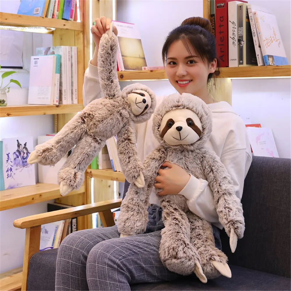 

[Funny] 50cm Stuffed plush toys Simulation cute sloth plush PP cotton Soft Stuffed pillow doll toys for Kids Christmas Gift