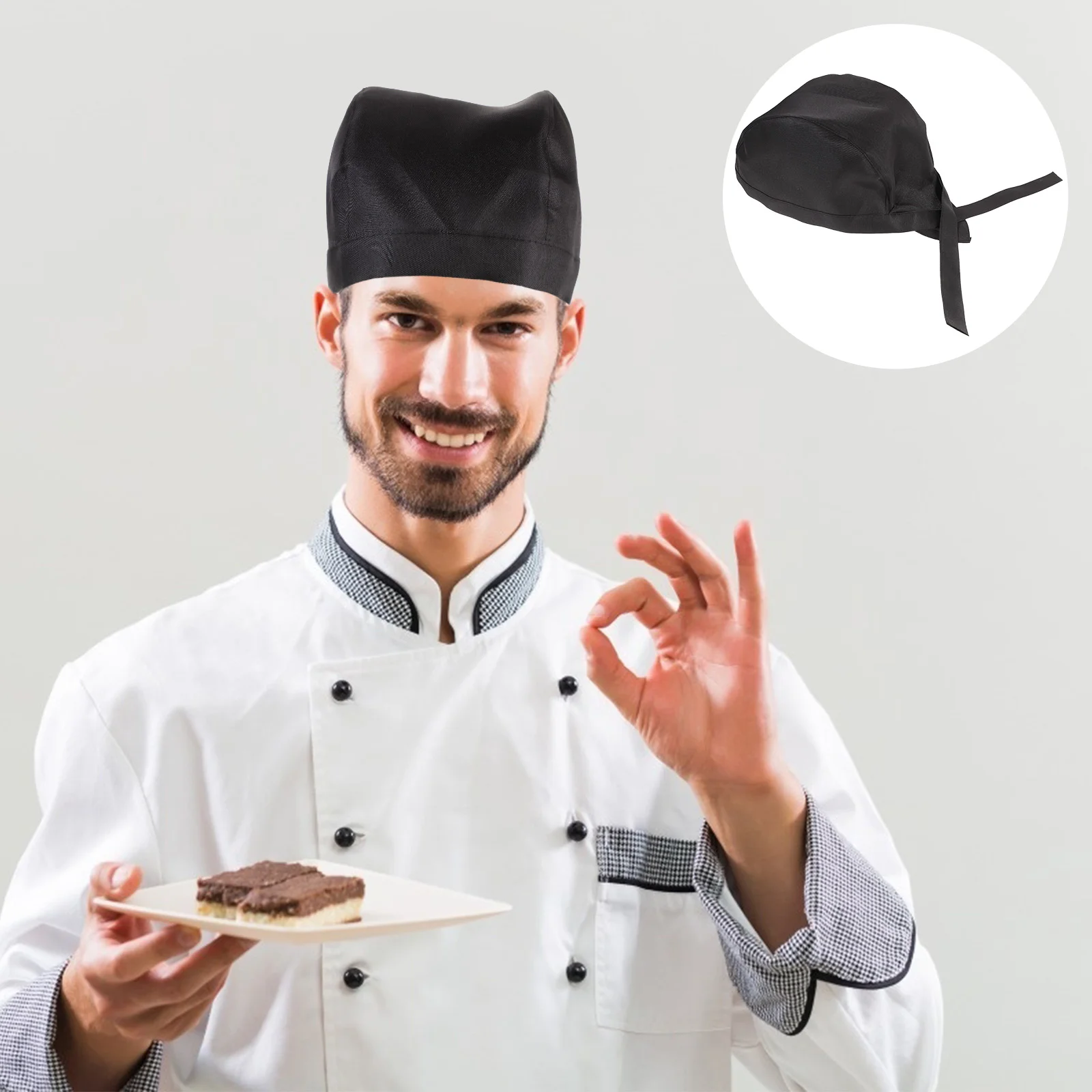 

Шляпа шеф-повара головной убор поварская шляпа для шеф-повара Крышка для обслуживания кухни ресторана (черный)