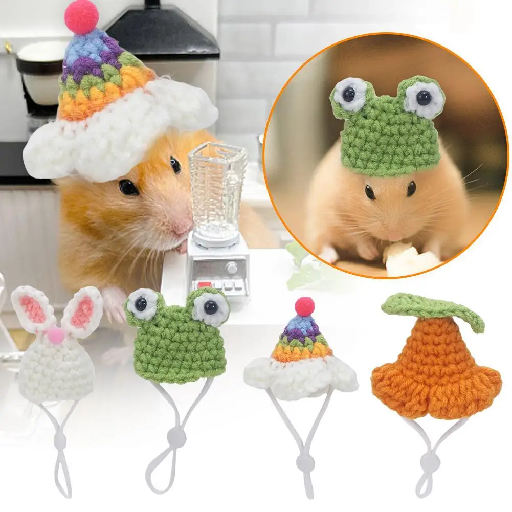 

Cute Handmade Knitted Hat Hamster Decoration Chipmunk Hamster Guinea Accessories Hamster Hat Hamster Supplies Pig Toy Pet S L1e4