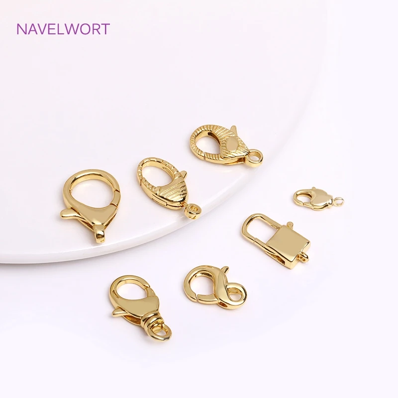 

Wholesale 7 Styles 18K Gold Plated Brass Lobster Clasp Hooks Connector For Jewelry Making DIY Necklace Bracelet Accessories