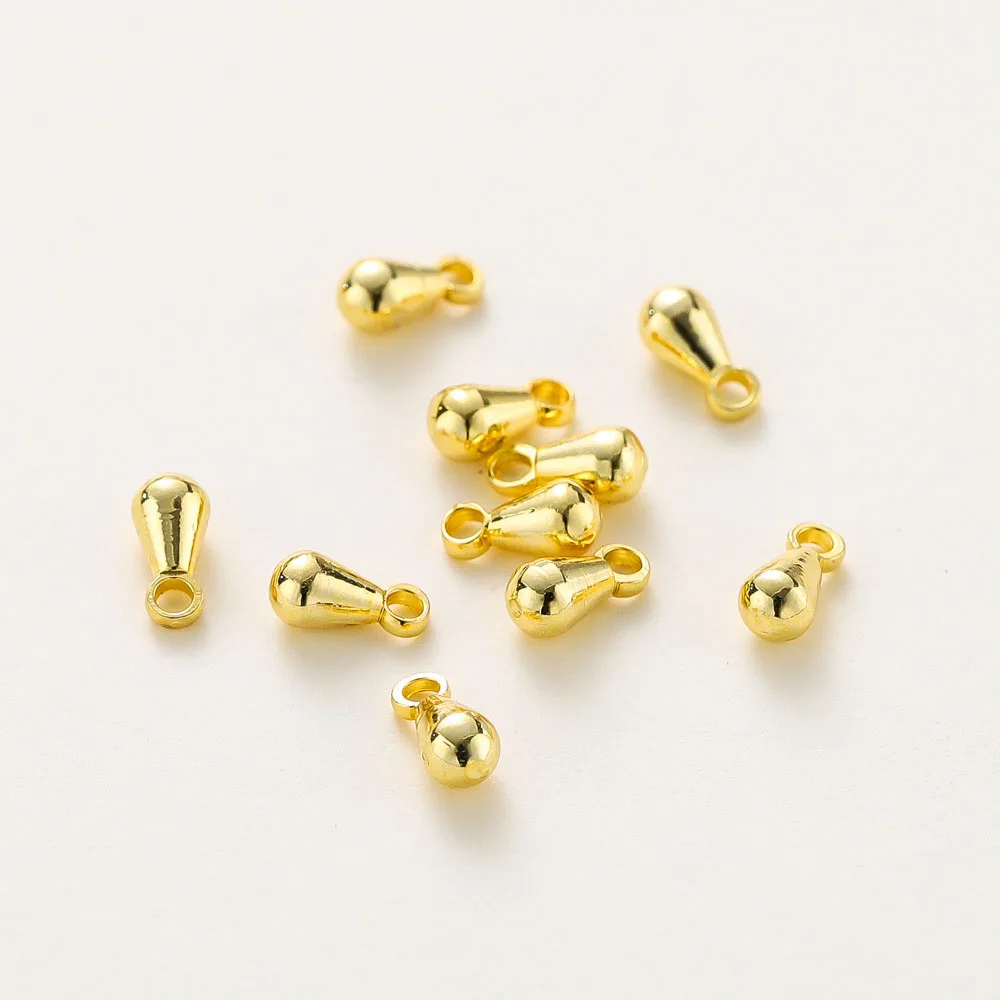 

50PCS 3x6mm 18K Gold Color Plated Brass Drop Shape End Beads For Jewelry Making Handmade DIY Earring Charms Findings Components