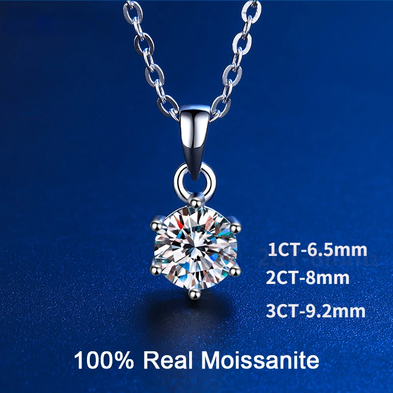 

Classical Luxucy Moissanite Necklace 925 Sterling Silver 1CT2CT3CT for Women Men Gift Wedding Jewelry