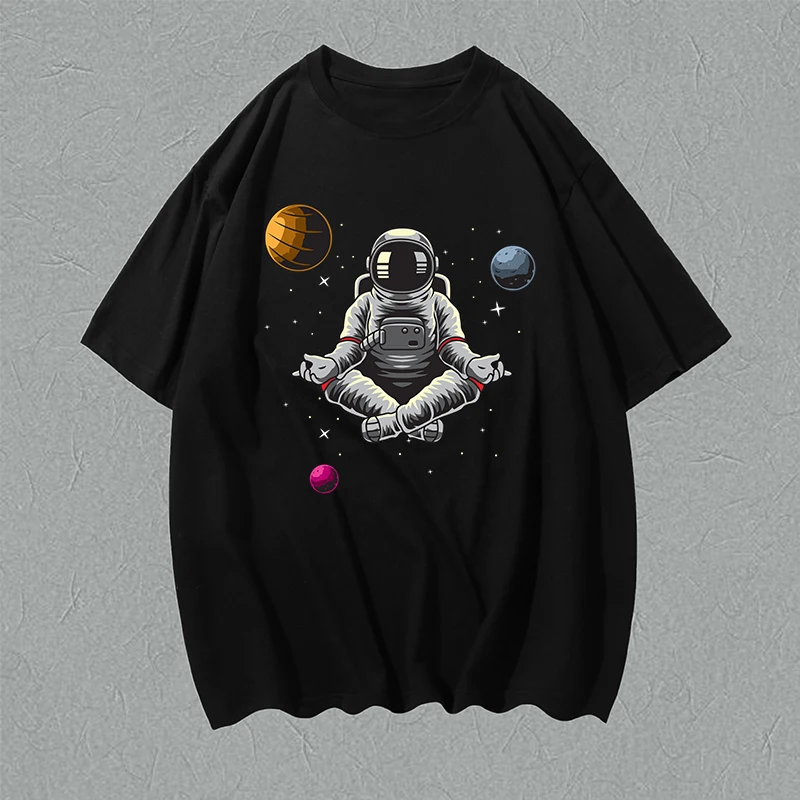 

Skateboard Astronaut Letter Print Teen T Shirt Luck Hiking Casual Undershirt Party Big Size Blusa