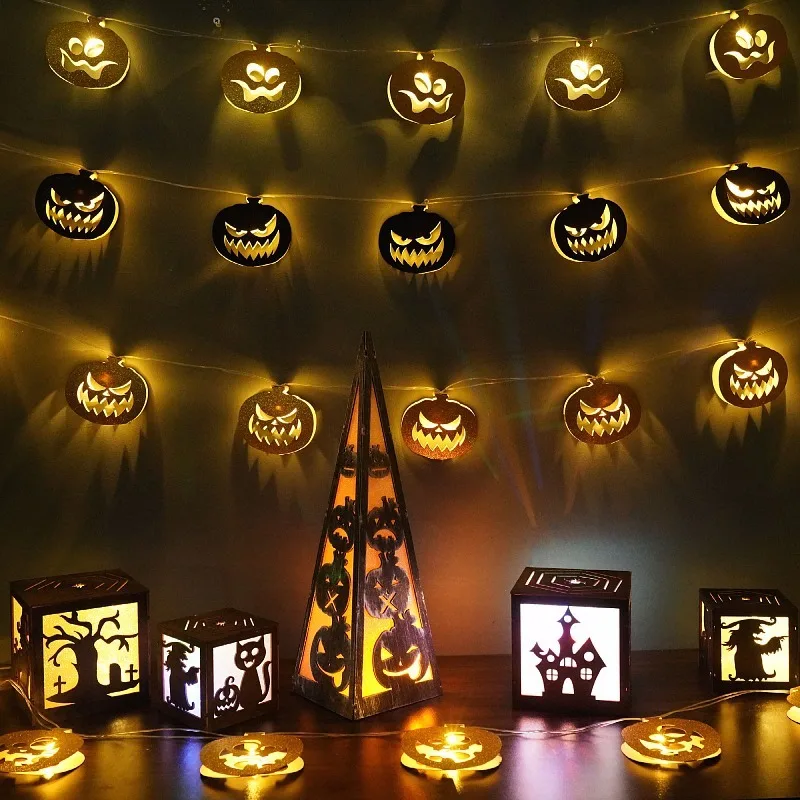 

2m 10Led Halloween Party Led Light String Pumkin Horror Ghost Festival Party Happy Halloween Ornament Party Decor For Home