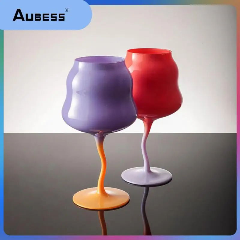 Gradual Change Decorative Cup Home Furnishing Decoration Goblet Twist Deformation Pinkycolor Wine Glass Cup Multi-purpose