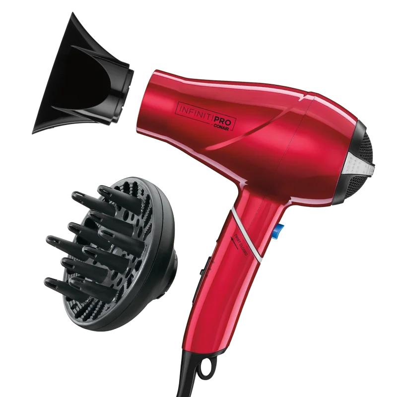 

Infiniti Pro Travel Size Compact with Folding Handle Professional Ionic Hair Dryer, 1875 Watts, Red