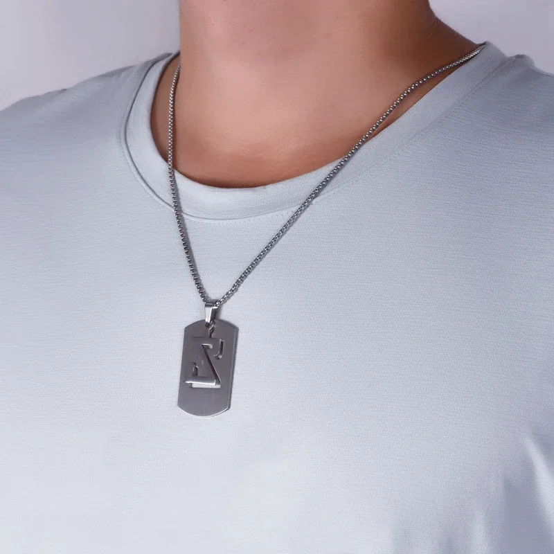 Серебряный цвет инициалы буква кулон из нержавеющей стали для мужчин мужская