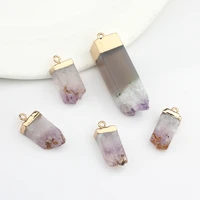 natural stone charms amethyst energy column charms pendant 1pcslot for diy necklace jewelry finding accessories